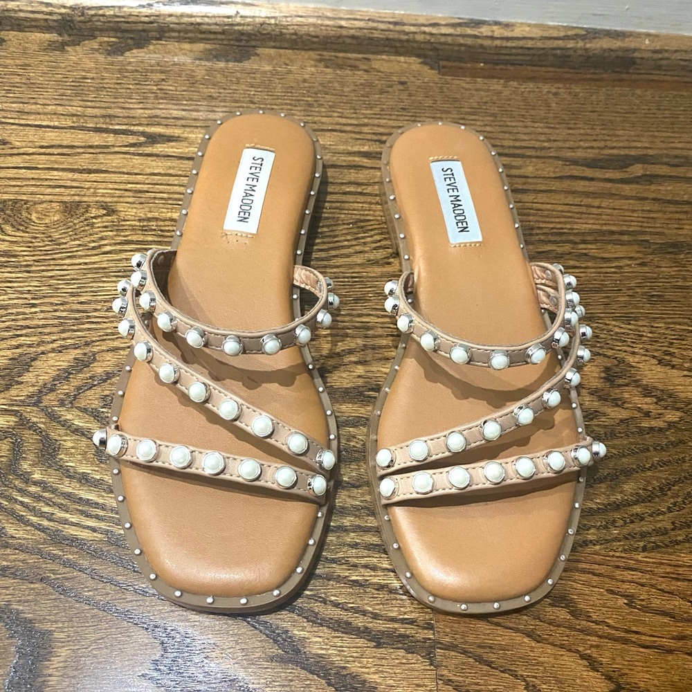 Steve Madden Pearl Sandals, Tan, Size 7